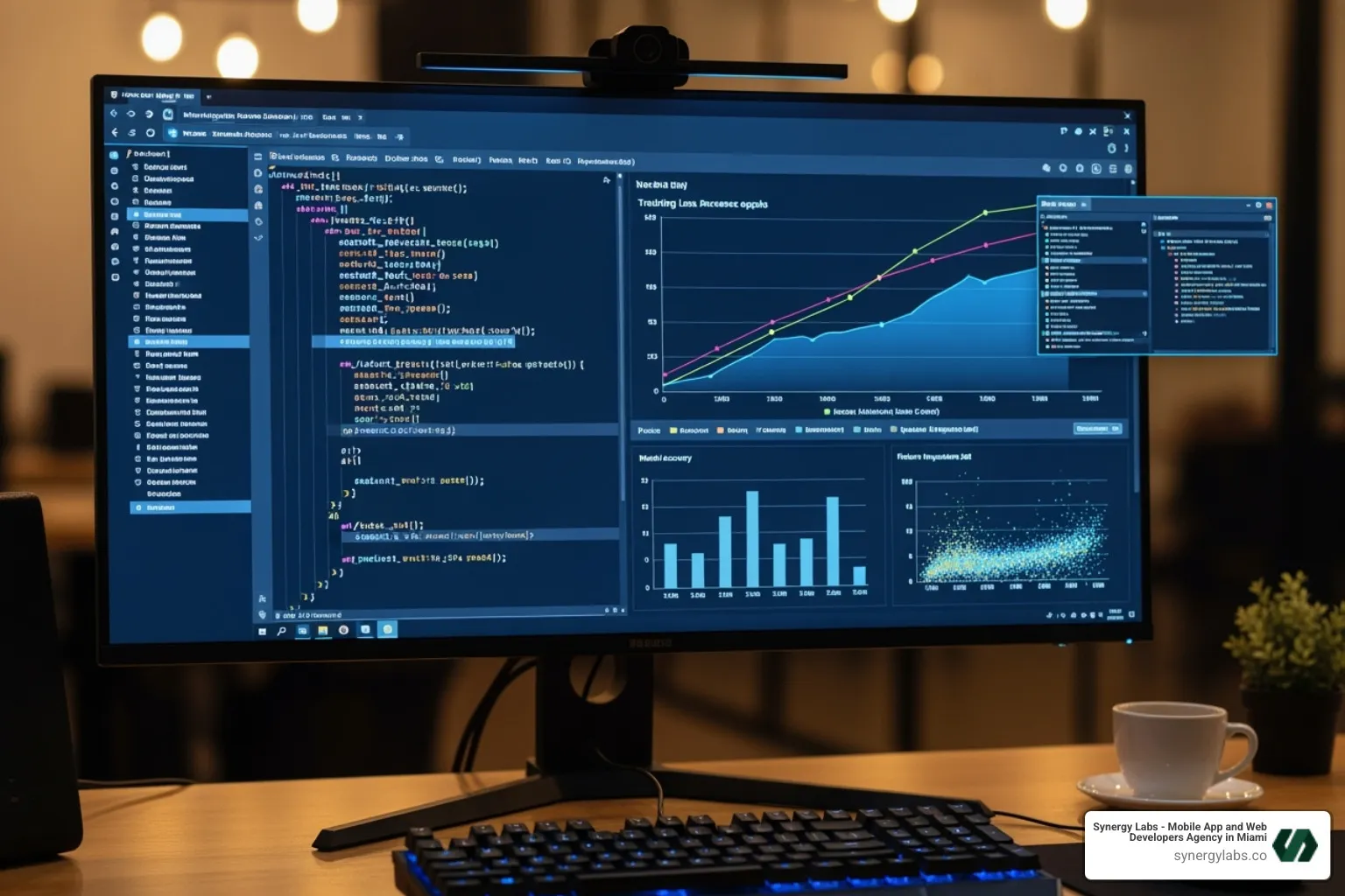 developer's screen showing code and data visualizations for an AI model - Great Products Start as Broken Features: The AI Fix Behind WisprFlow's Success developer's screen showing code and data visualizations for an AI model - Great Products Start as Broken Features: The AI Fix Behind WisprFlow's Success
