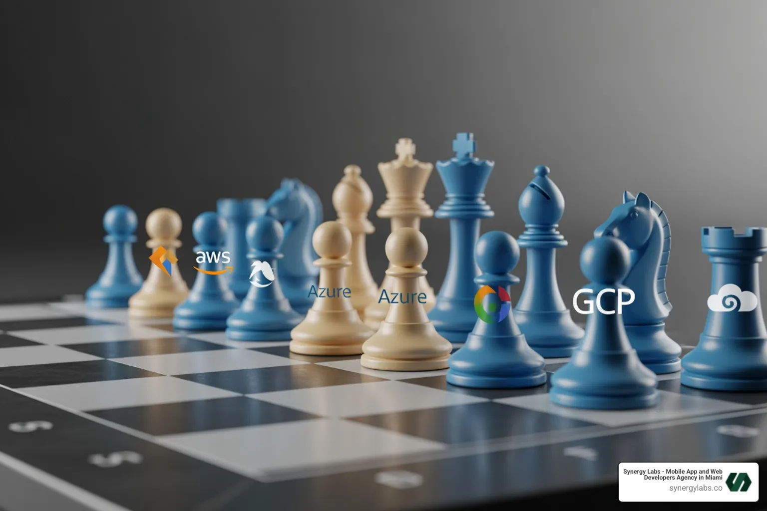 Chess board with cloud provider logos as pieces, illustrating strategic placement. - Multi-Cloud Strategy in 2026: Avoid Vendor Lock-In Without Doubling Your Complexity Chess board with cloud provider logos as pieces, illustrating strategic placement. - Multi-Cloud Strategy in 2026: Avoid Vendor Lock-In Without Doubling Your Complexity