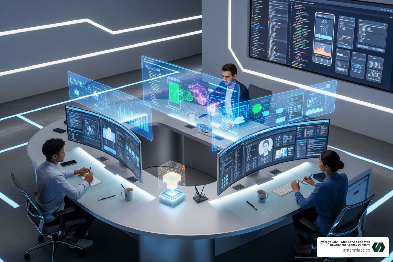 futuristic app development workspace - No-Code vs AI-Generated Apps: What Businesses Should Choose in 2026 futuristic app development workspace - No-Code vs AI-Generated Apps: What Businesses Should Choose in 2026