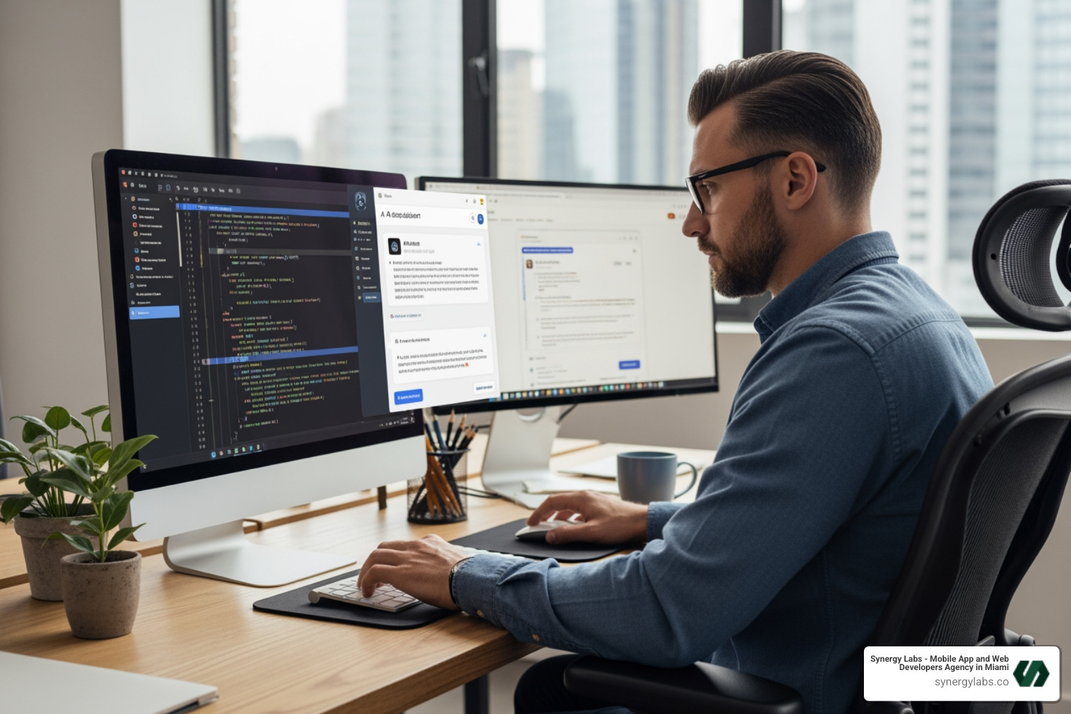 developer interacting with AI coding assistant - What to know when choosing your NYC App developer in 2026