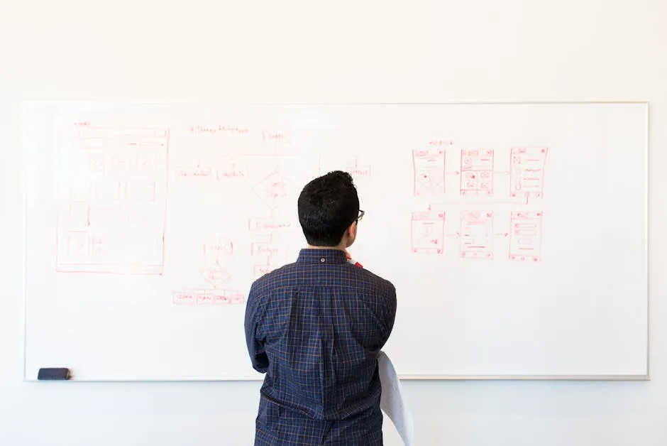 UX designer sketching wireframes for an enterprise application on a whiteboard - The Ultimate Guide to Choosing an Enterprise Mobile App Development Company in 2026 UX designer sketching wireframes for an enterprise application on a whiteboard - The Ultimate Guide to Choosing an Enterprise Mobile App Development Company in 2026