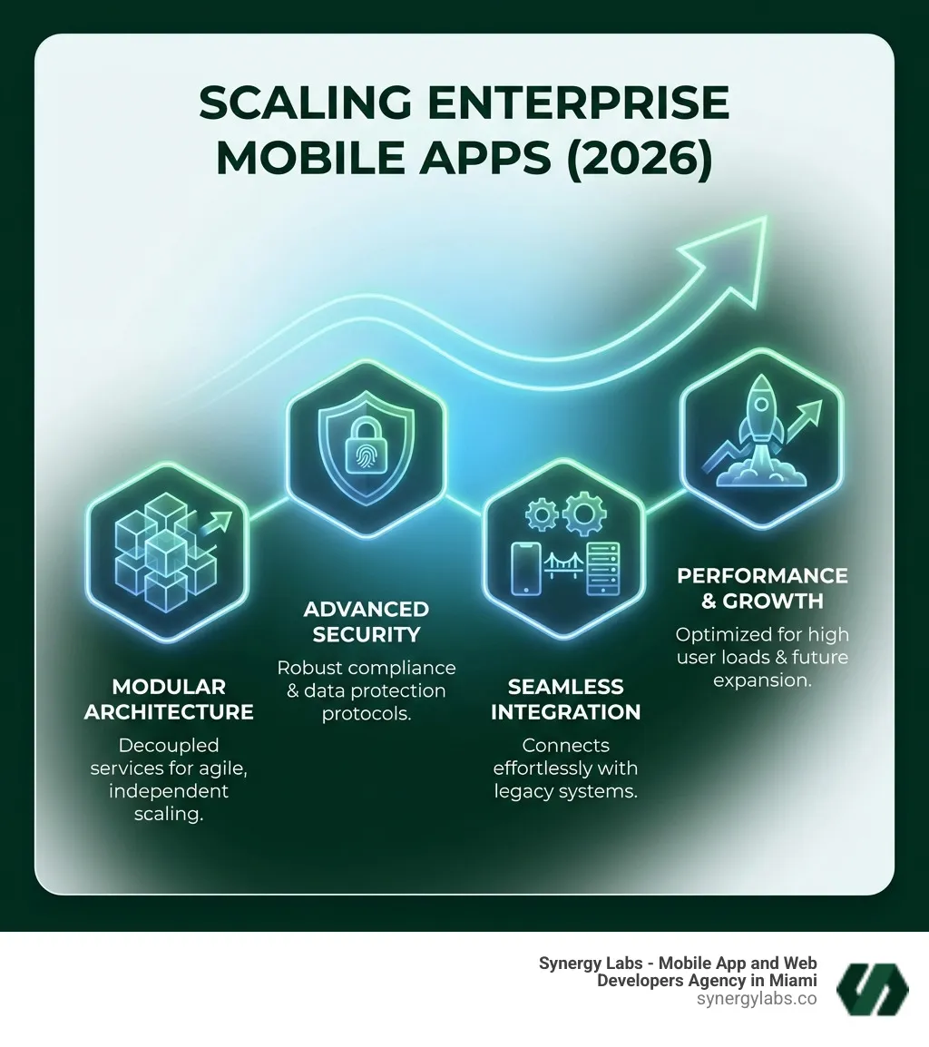 Infographic explaining the key differences between consumer and enterprise mobile apps. It highlights that enterprise apps focus on strategic business functions, high security, complex integrations, scalability, compliance, and internal/business users, while consumer apps prioritize user acquisition, viral growth, and broad appeal. - Enterprise Mobile App Development: Scaling Solutions for Large Organizations infographic comparison-2-items-casual Infographic explaining the key differences between consumer and enterprise mobile apps. It highlights that enterprise apps focus on strategic business functions, high security, complex integrations, scalability, compliance, and internal/business users, while consumer apps prioritize user acquisition, viral growth, and broad appeal. - Enterprise Mobile App Development: Scaling Solutions for Large Organizations infographic comparison-2-items-casual