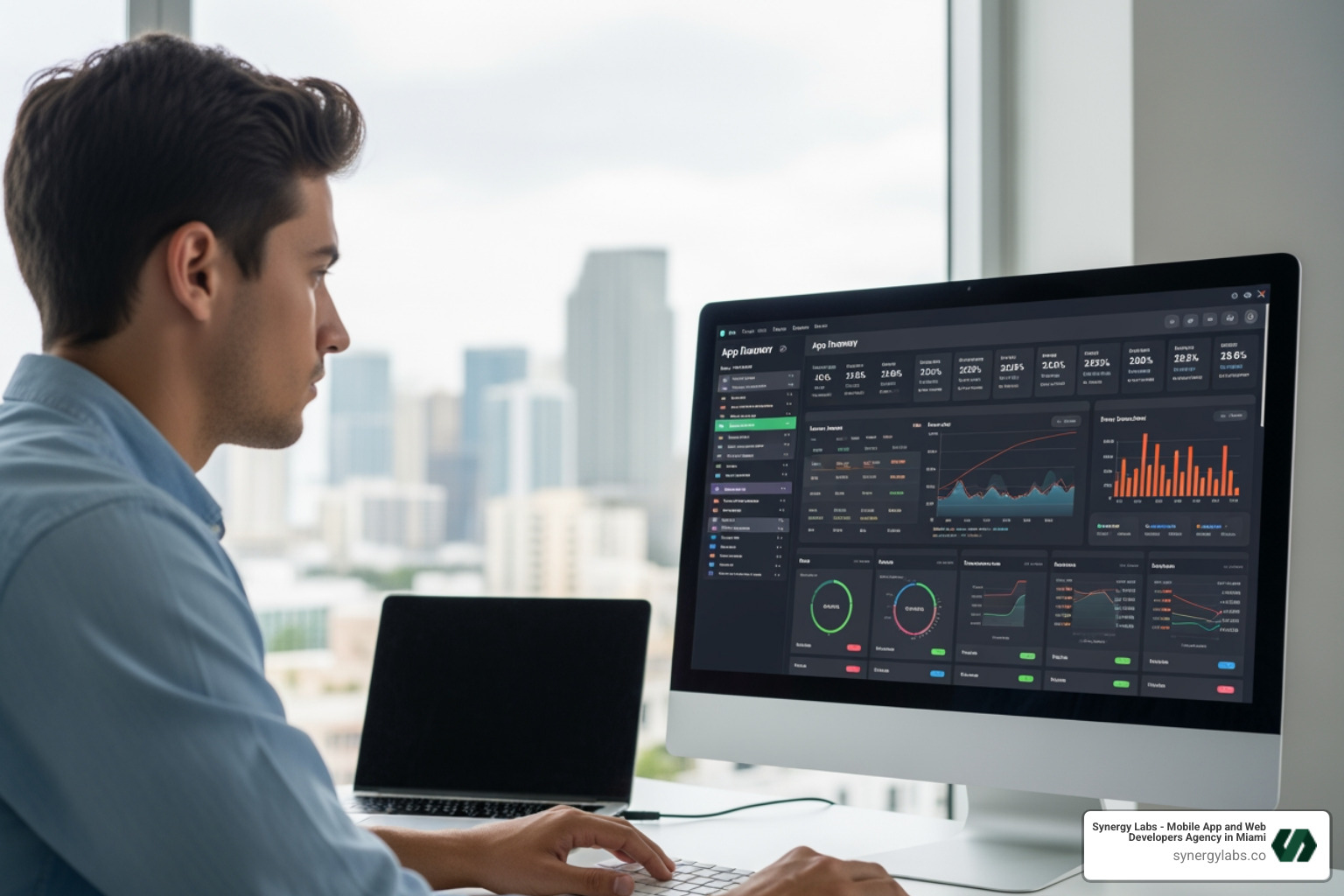 Founder reviewing a financial dashboard for app runway - App Development in Miami: The Complete 2026 Guide to Building Your Startup App in South Florida