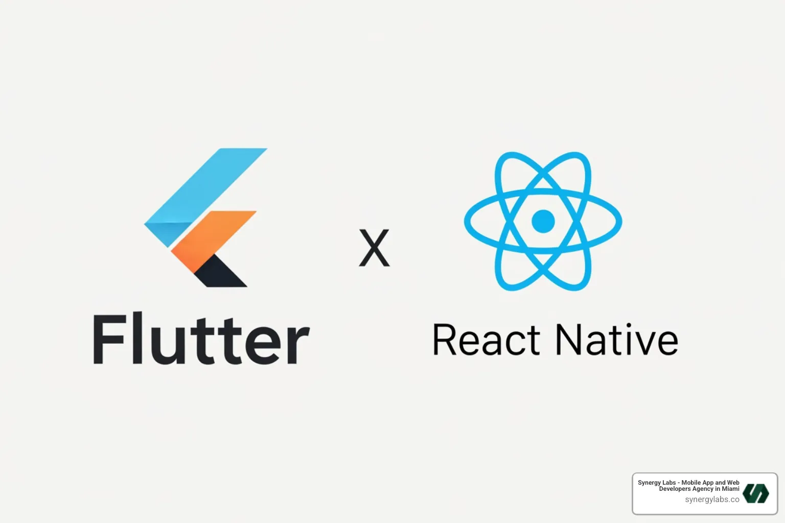 Flutter and React Native logos side-by-side - best flutter app development company