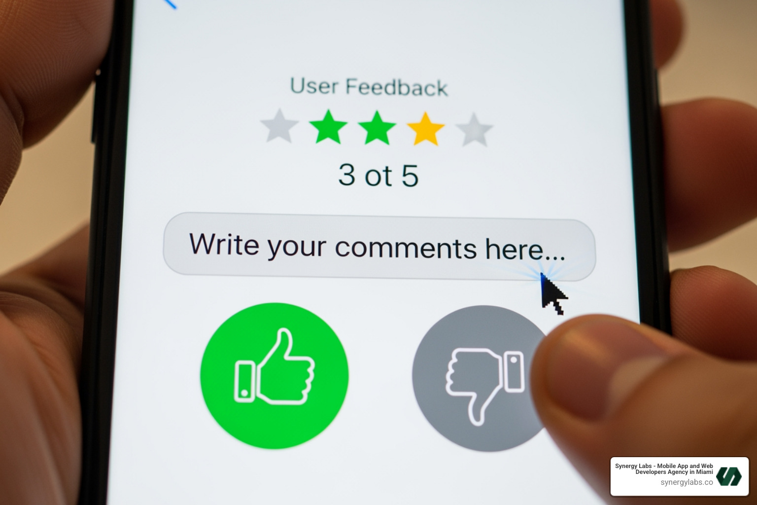 different feedback options on a smartphone - mobile app customer feedback