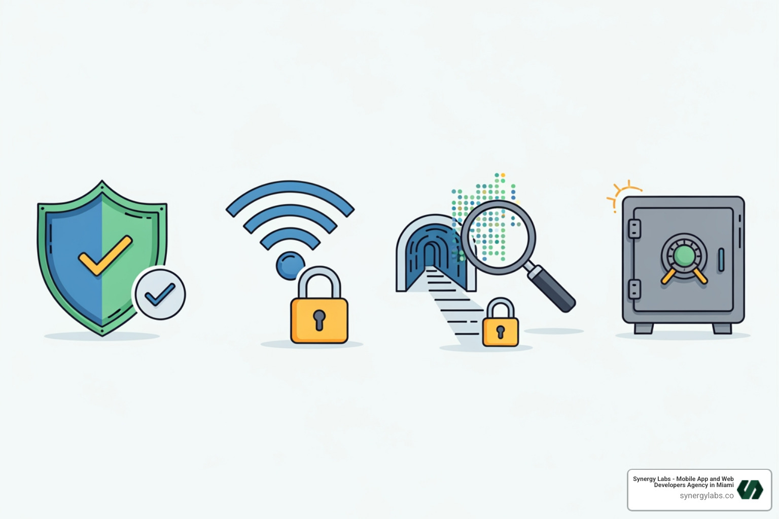 A stylized checklist with icons for web protection, Wi-Fi security, data breach monitoring, VPN, and photo vault, representing essential security tools for mobile apps - best free virus protection for iphone A stylized checklist with icons for web protection, Wi-Fi security, data breach monitoring, VPN, and photo vault, representing essential security tools for mobile apps - best free virus protection for iphone