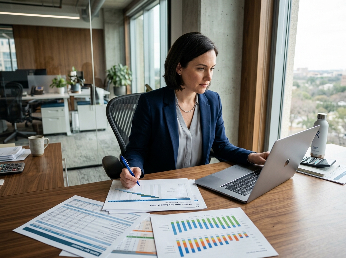 financial planner reviewing an app development budget - app programmers near me