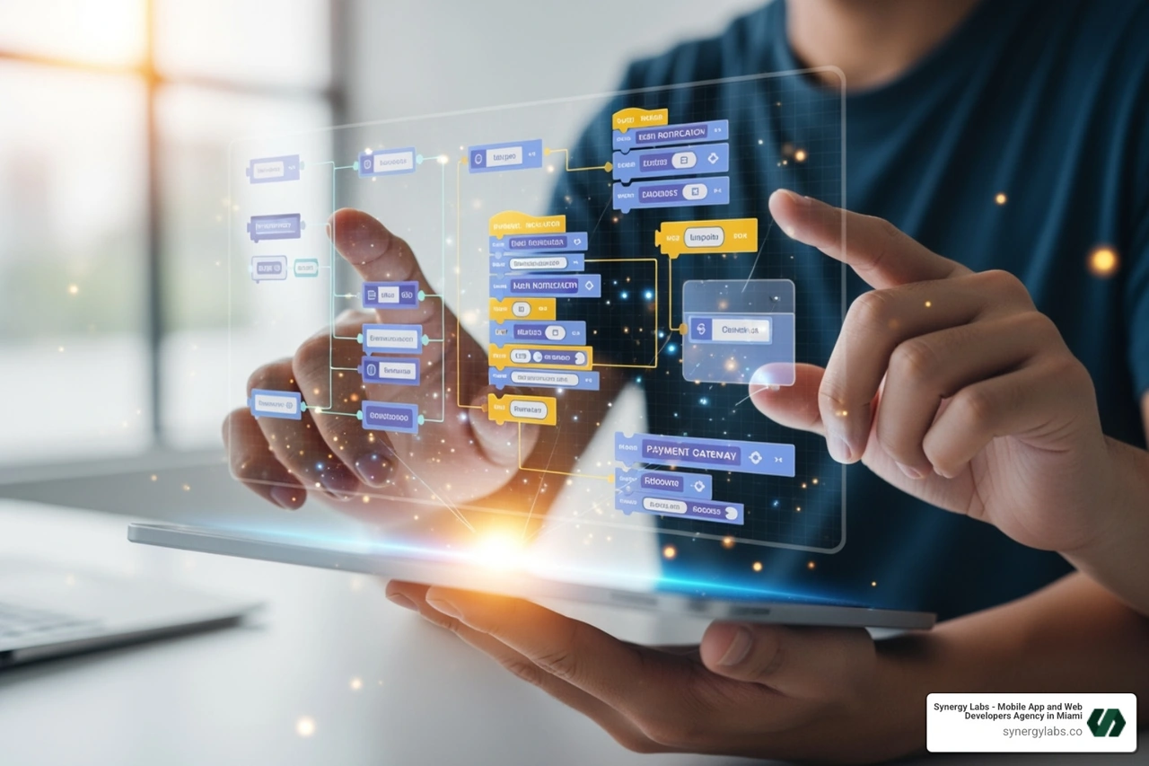 collage showcasing different types of apps on phone and tablet screens - create app without code collage showcasing different types of apps on phone and tablet screens - create app without code