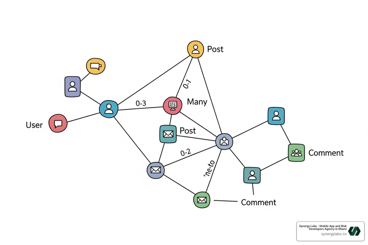 Entity-Relationship Diagram for social media app models - django social media app
