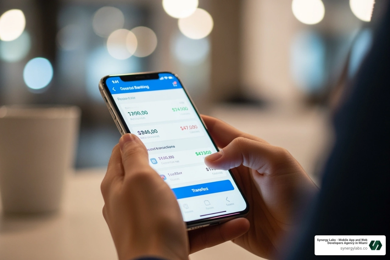 person using phone for mobile banking - best mobile security software person using phone for mobile banking - best mobile security software