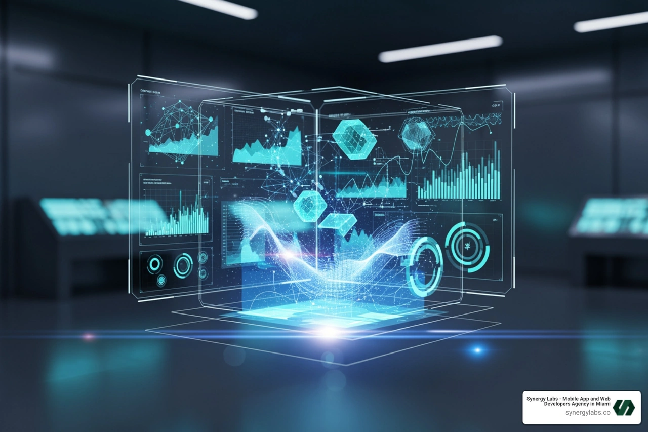 futuristic interface showing AI-driven insights from multiple data sources - The Future of Mobile UX: Wearable Data, IoT Sensors, and Always-On Insights