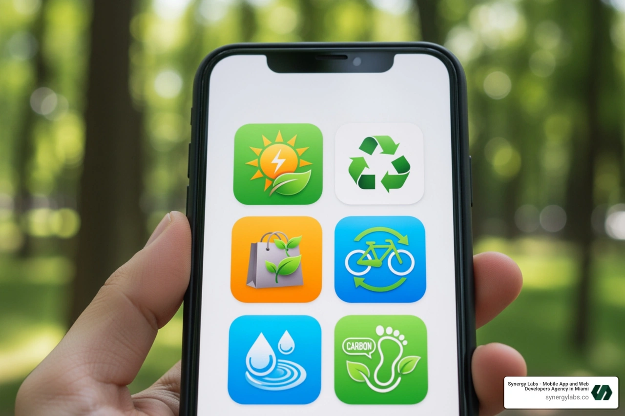 smartphone with nature and sustainability apps - environmentally friendly apps smartphone with nature and sustainability apps - environmentally friendly apps