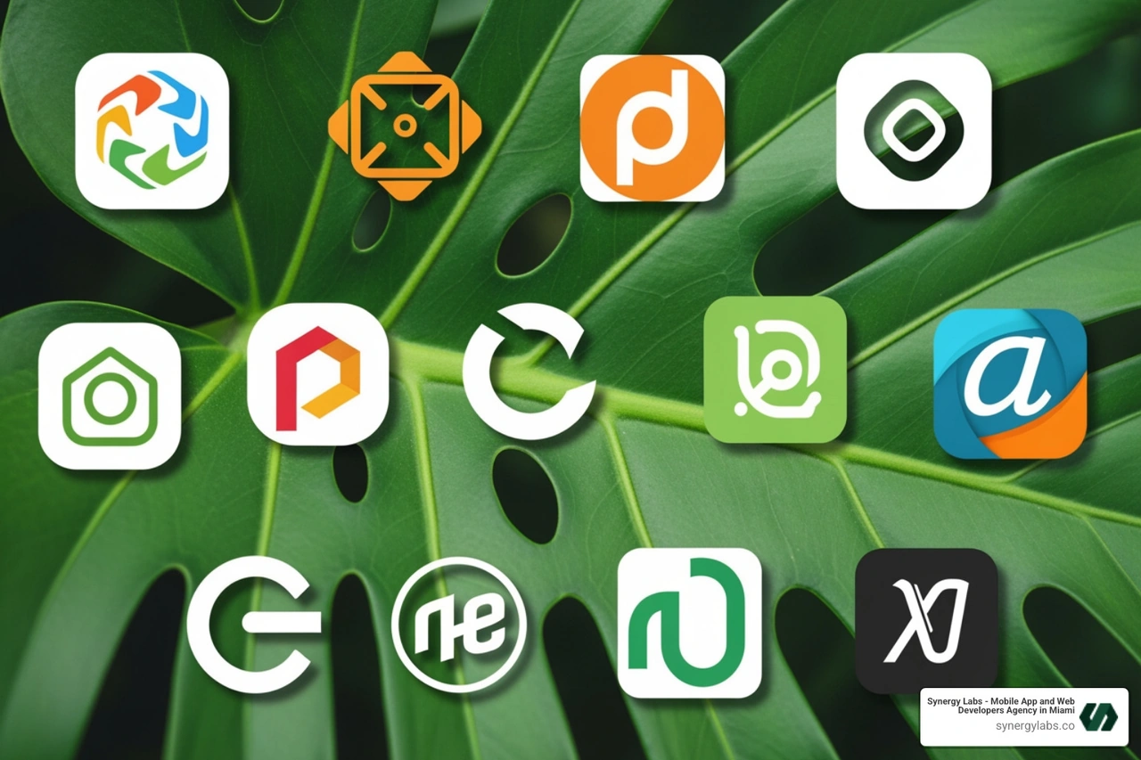 collage of app logos on a green leaf background - environmentally friendly apps collage of app logos on a green leaf background - environmentally friendly apps