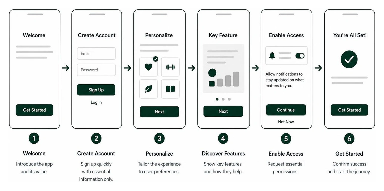 Mobile app onboarding flow diagram Mobile app onboarding flow diagram