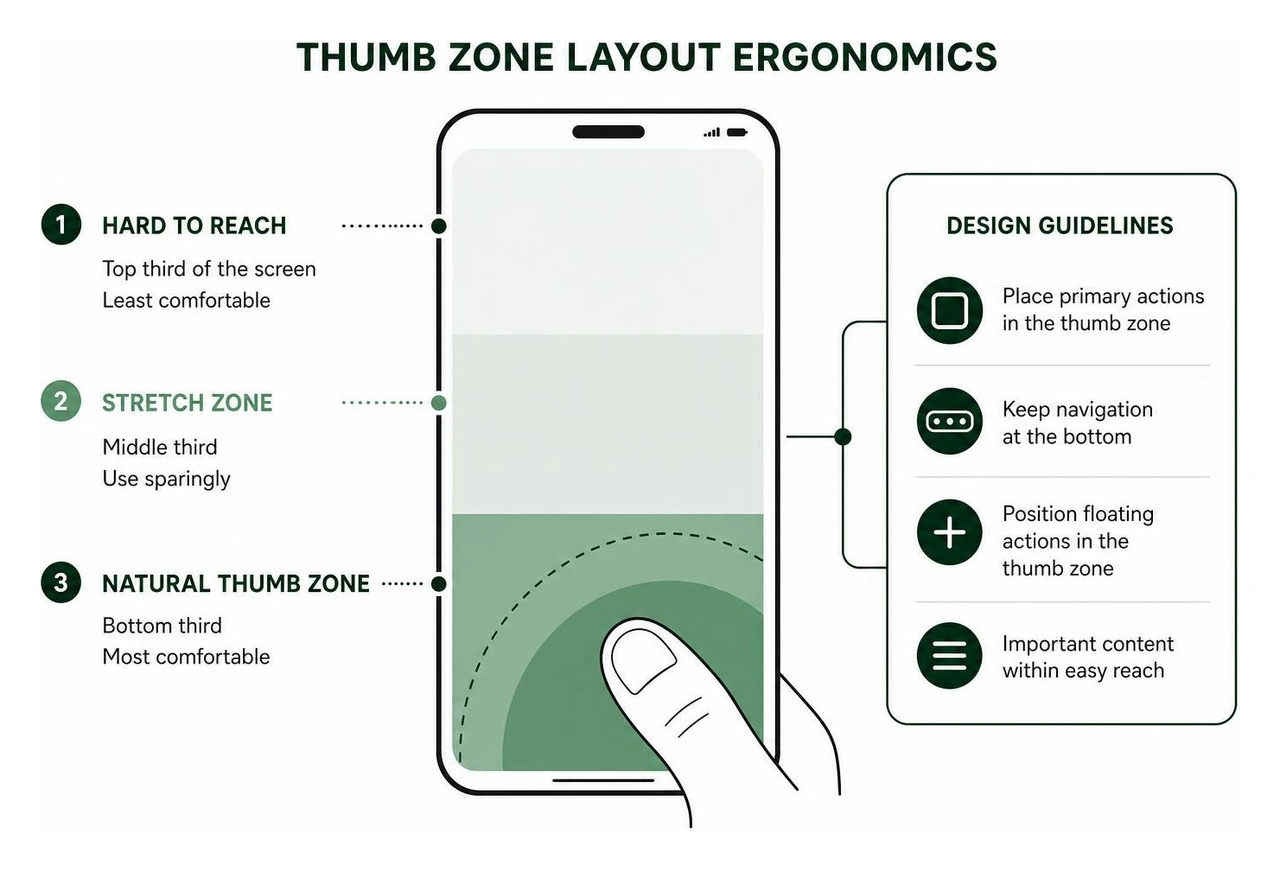 Thumb zone layout ergonomics diagram Thumb zone layout ergonomics diagram