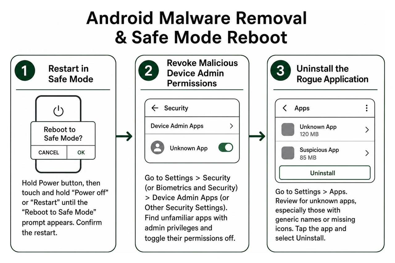 Step-by-step Android malware removal and Safe Mode reboot Step-by-step Android malware removal and Safe Mode reboot