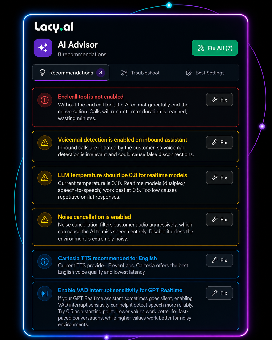 Lacy.ai AI Advisor interface