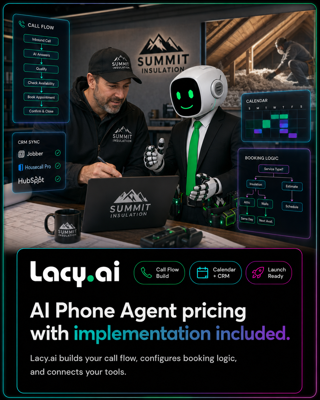 Lacy.ai AI appointment scheduling visual for home service businesses