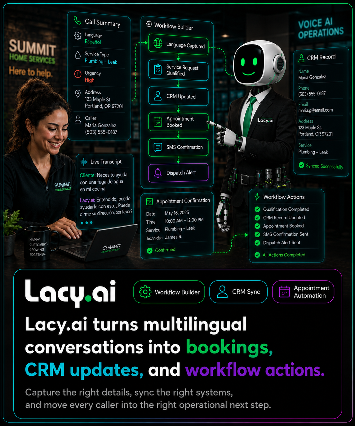 Lacy.ai assistant settings for multilingual AI phone support