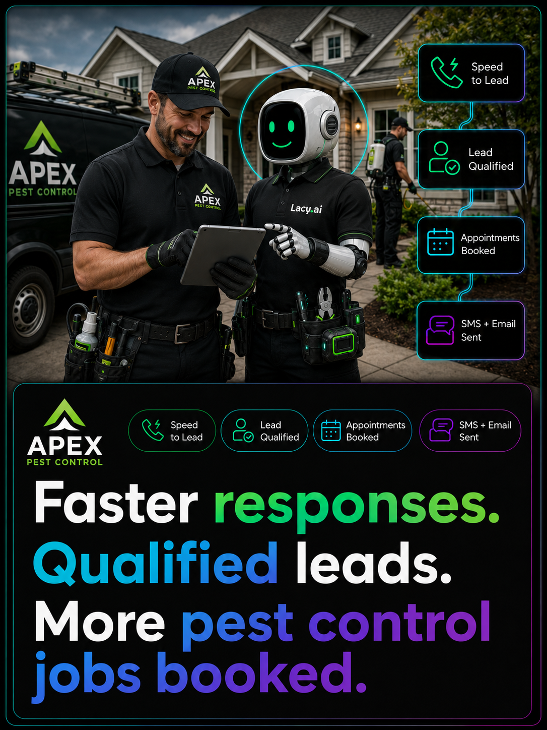 Pest control AI Phone Agent answering pest control calls with Lacy.ai