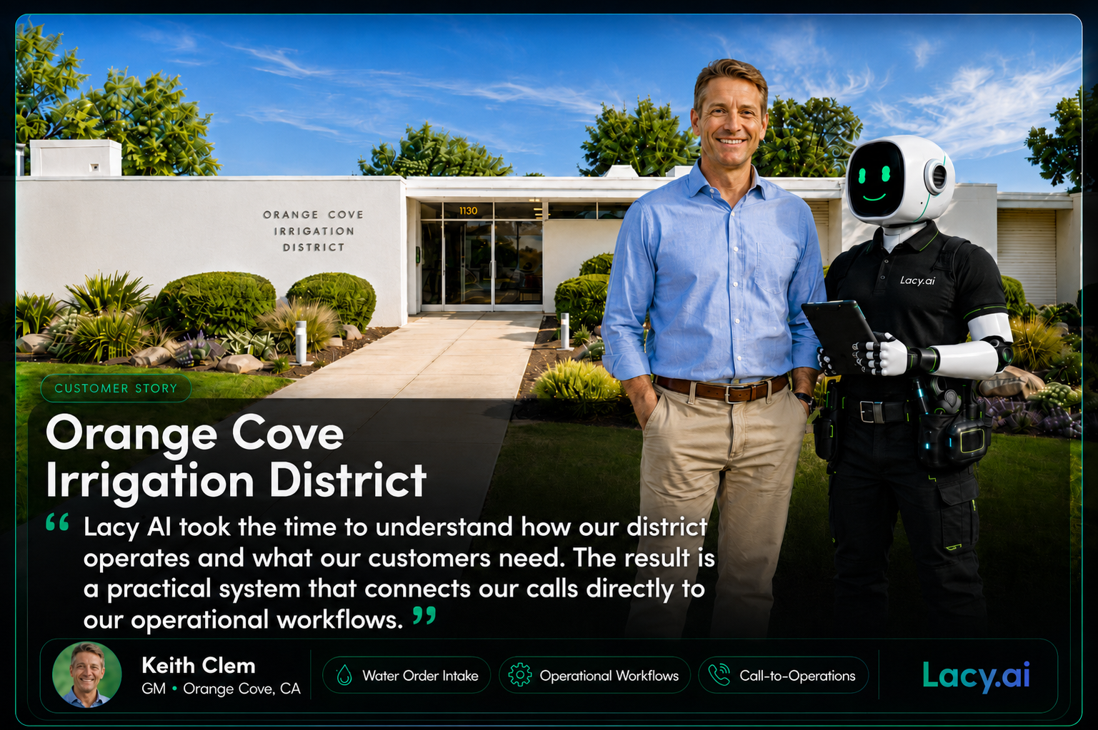 Orange Cove Irrigation District customer story for Lacy.ai
