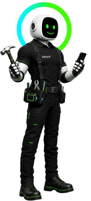 Full-body Lacy.ai robot phone agent