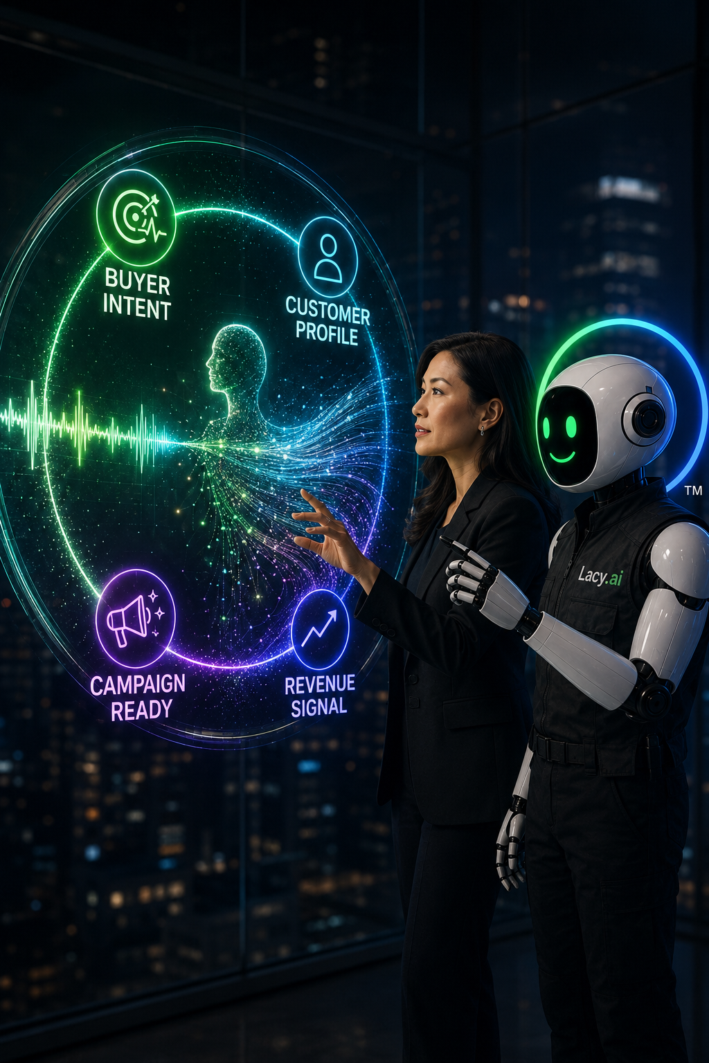 Marketing AI Phone Agent capturing customer intelligence and revenue signals with Lacy.ai