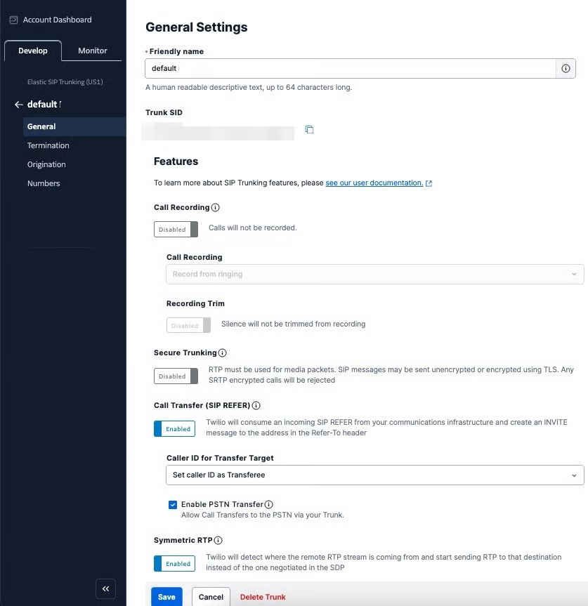 Twilio manual setup reference 1