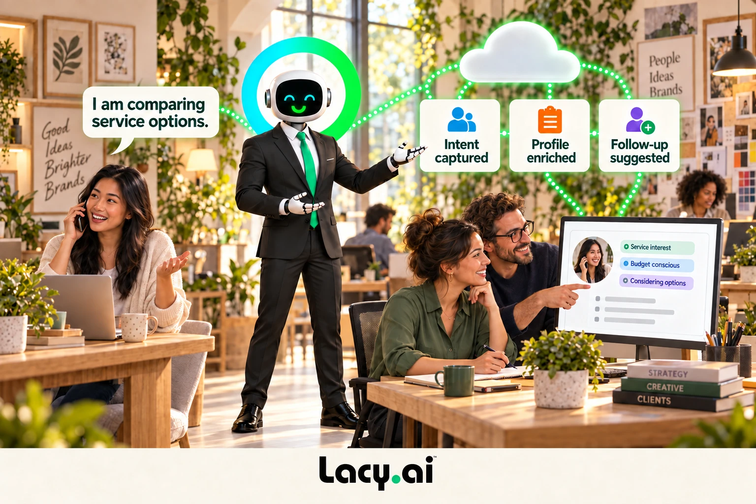 Lacy connects a customer conversation to useful marketing insights.