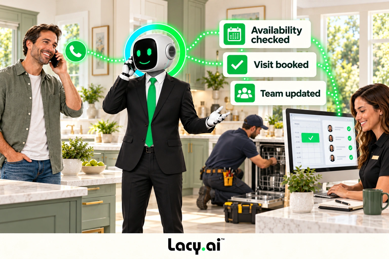 Customer conversation connected to the next service action