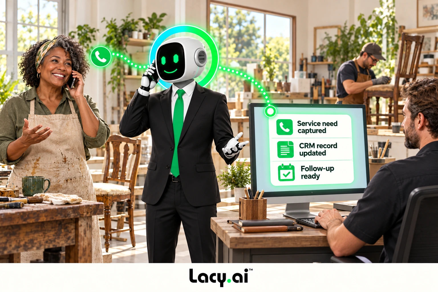 Customer conversation connected to the next service action