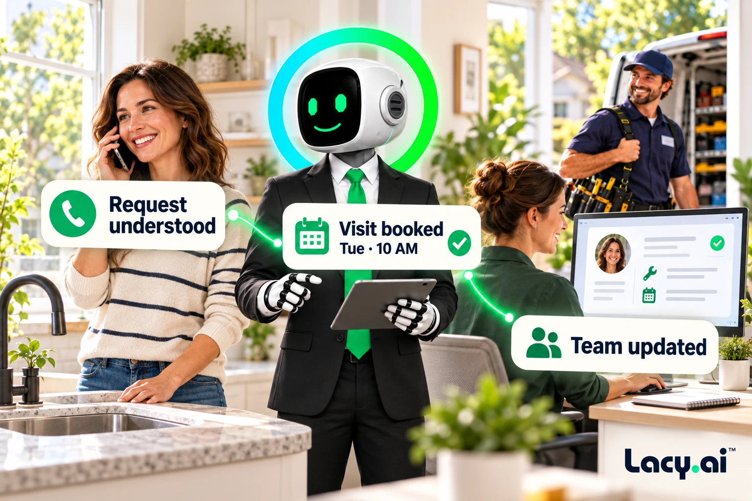 AI Phone Agents for Every Customer Call illustrated customer call workflow.