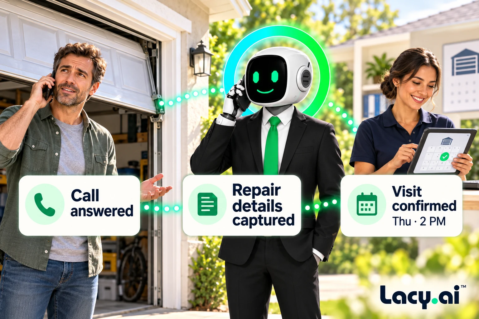 Inbound Call Automation for Home Service Businesses illustrated customer call workflow.