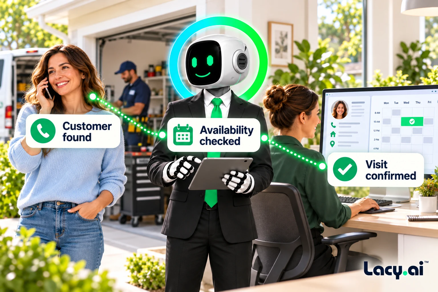 Take live action during active customer calls. Example connected workflow.