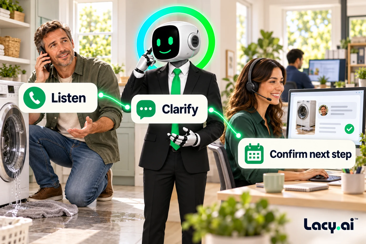 Conversational AI for Voice Automation Example connected workflow.
