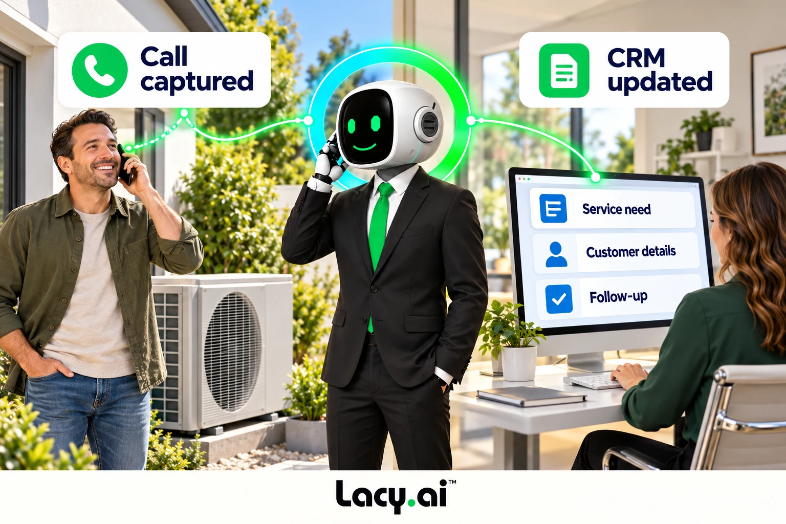 Turn Customer Calls Into CRM-Ready Records Example connected workflow.