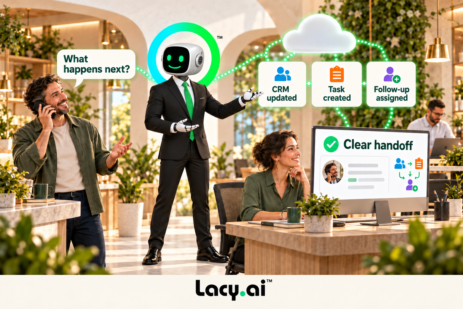 Prepare the customer record and handoff for the team.