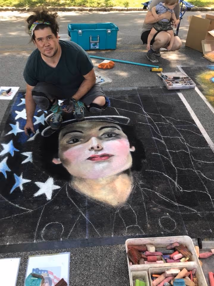 Chalk artists brought history to color at Fort Oglethorpe’s Patriotism at the Post event