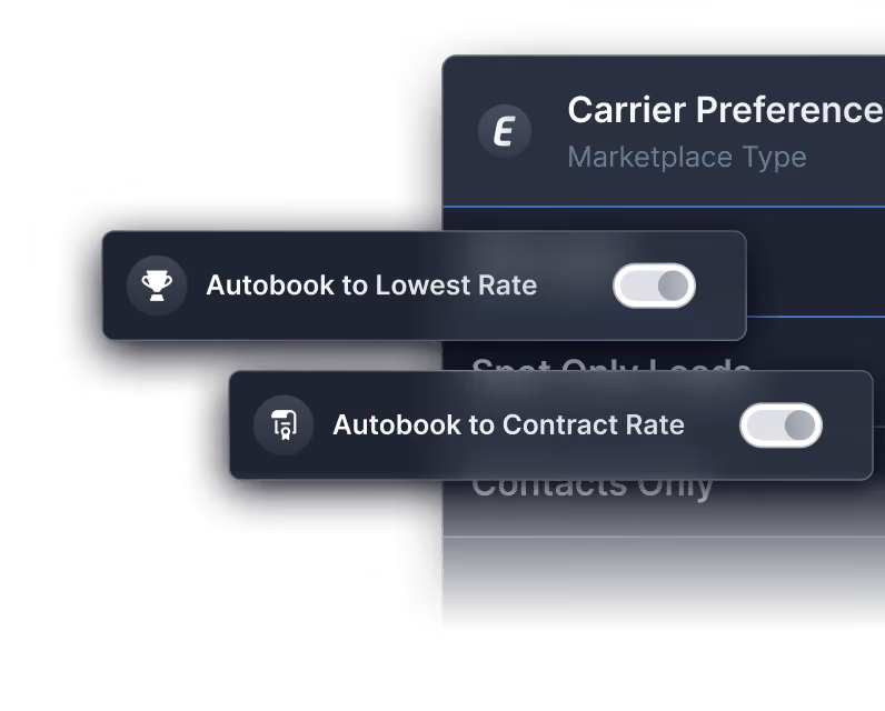 Toggle options for Autobook to Lowest Rate and Autobook to Contract Rate, both switches off.