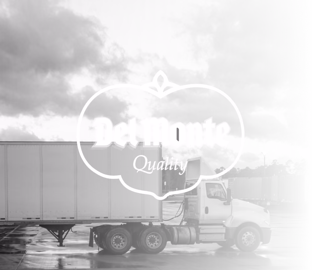 del monte logo on top of an image of a truck