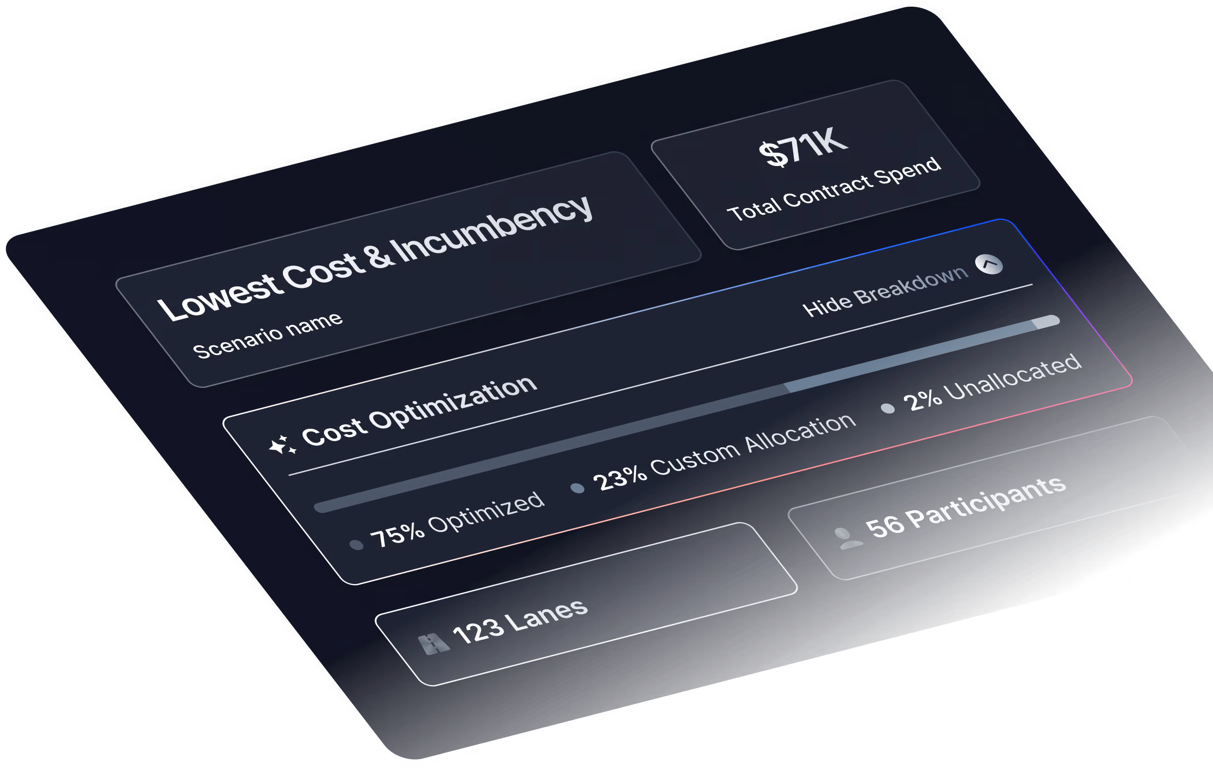 a screenshot of the spend optimization capabilities of Emerge's logistics platform