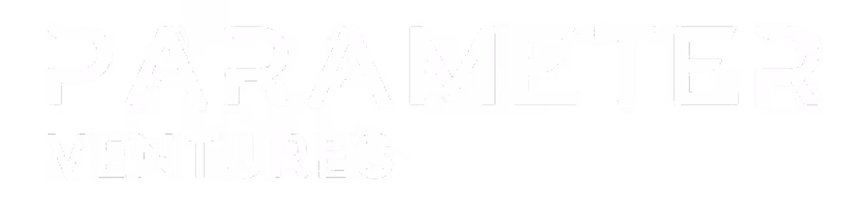 Text logo reading PARAMETER VENTURES in bold uppercase white letters on black background.