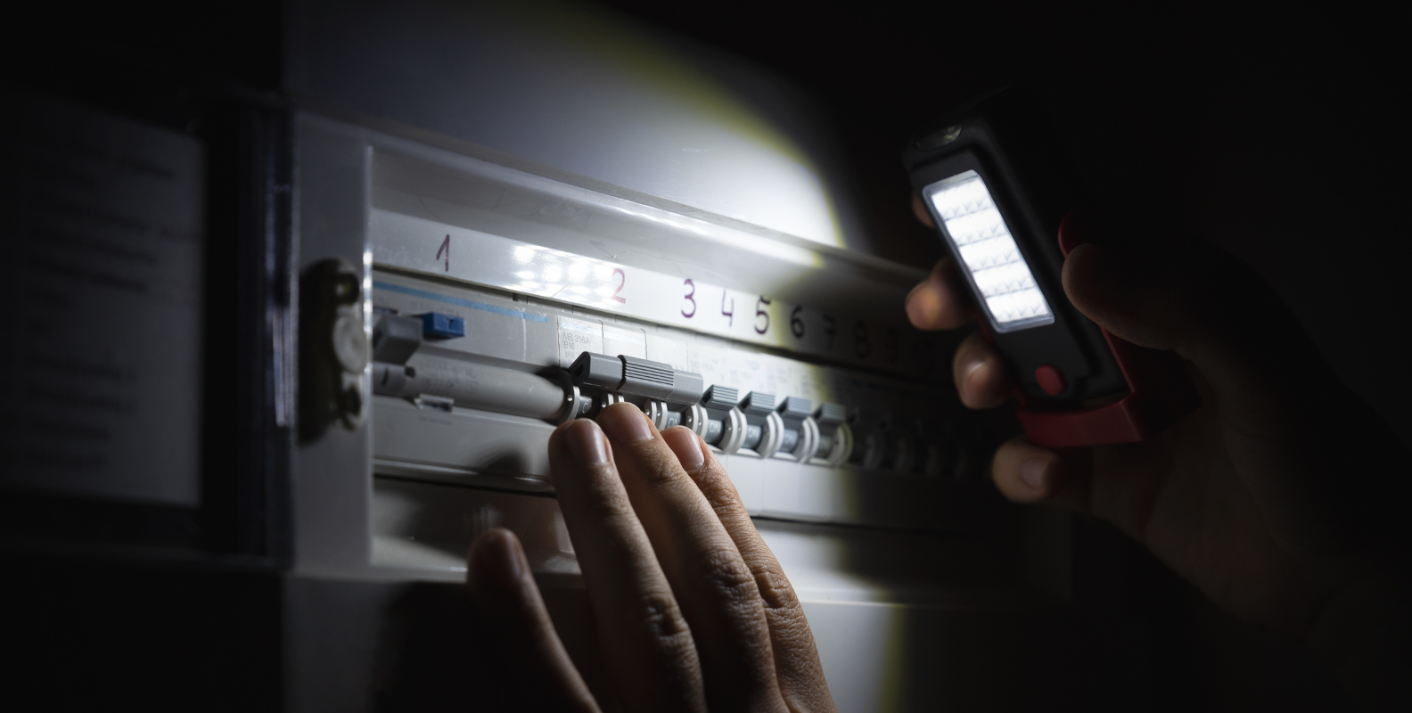 Stromausfall, Sicherungskasten, Taschenlampe