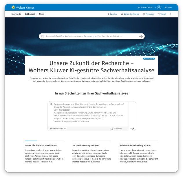 Screenshot from WK Predictive Analytcis Web-Application showing the input interface