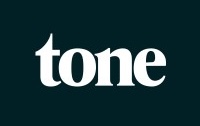Tone Logo - the word tone in white on a dark green background, the logo for the tone agency.