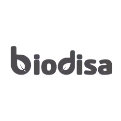 Biodisa bedrijfslogo in grijze letters.