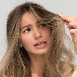 Damaged hair from frequent perming and coloring