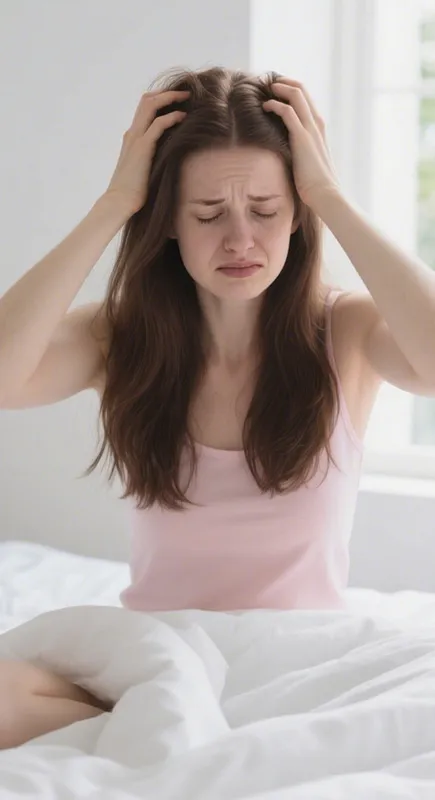 Person distressed by scalp issues