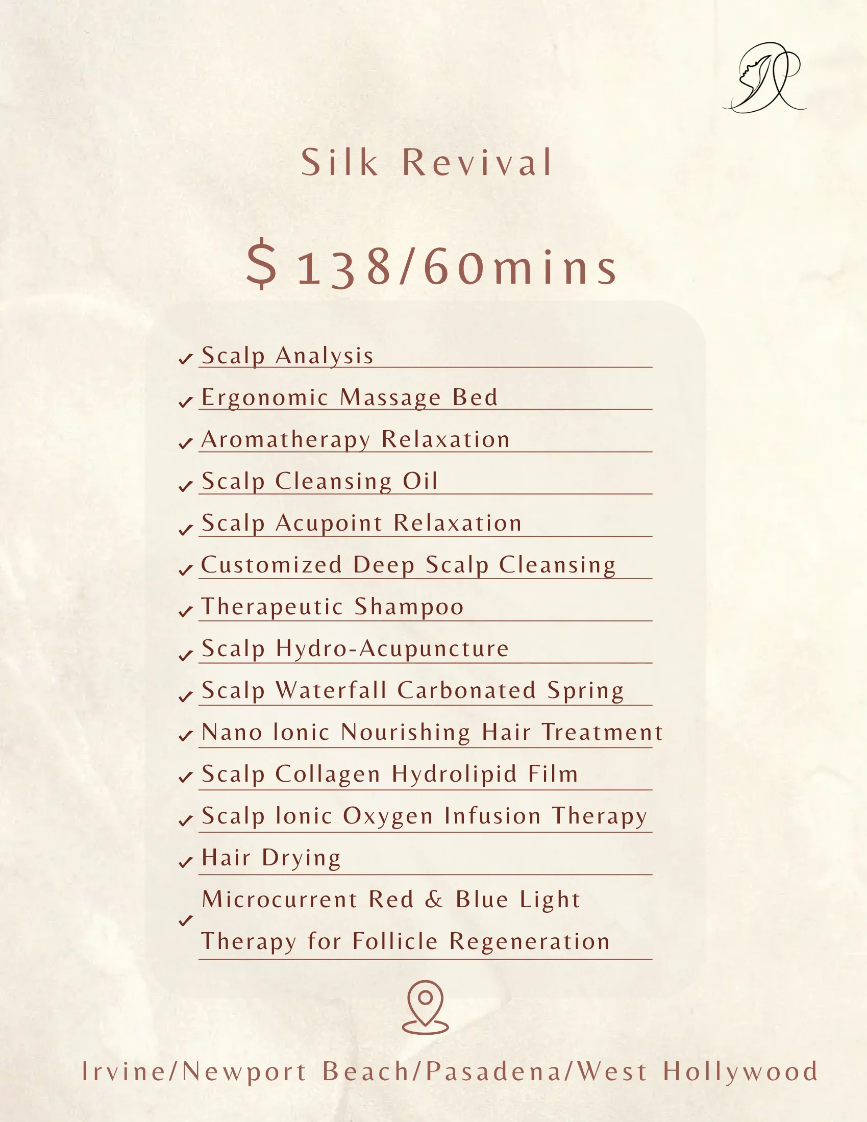60 minutes for 4 locations, priced at 138