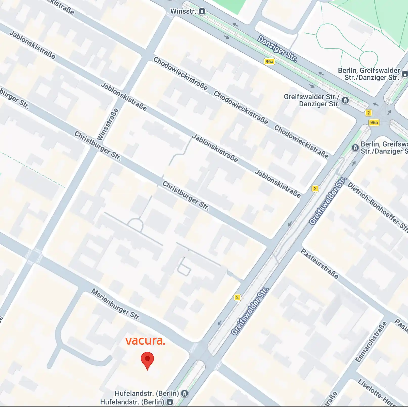 Wegweisung zu Vacura Ergotherapie Praxis in Berlin Friedrichshain